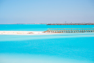 blue water of Mediterranean sea landscape in Egypt, Sahel, North coast