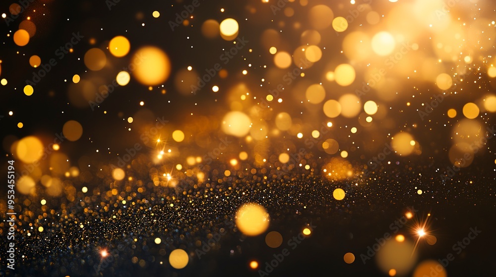 Canvas Prints golden christmas particles and sprinkles for a holiday celebration like christmas or new year. shiny golden lights. wallpaper background