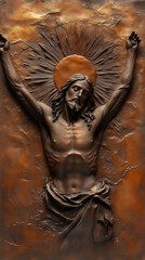  risen Jesus Christ in Polished Bronze texture