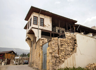 damaged by the earthquake ottoman period historical manor in the old town of maras