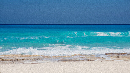 Obraz premium Turquoise water of Mediterranean sea landscape in Egypt, Sahel, North coast