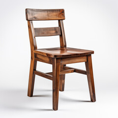 Wooden Chair with Backrest and Solid Seat