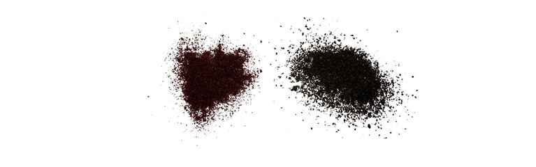 Close-up shot of 2 types of spices on white background