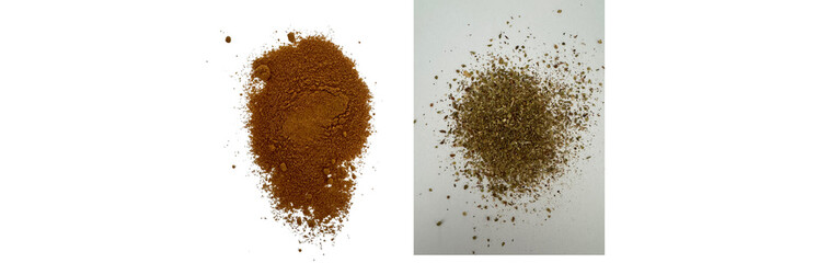Close-up macro shot of 2 types of spices