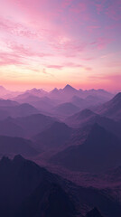 Fototapeta premium A Serene Twilight: Purple Hues Paint the Mountain Ranges as Dusk Sets In