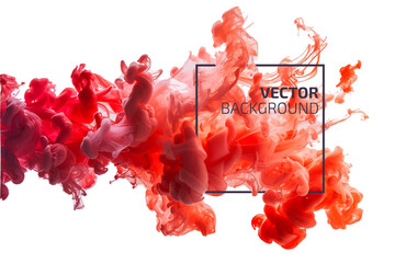 Red ink swirling in water. Vector abstract cloud. Abstract banner paints  isolated on white background. Liquid ink. Background for banner, card, poster, poster, identity, web design