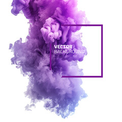 Violet ink swirling in water. Vector abstract cloud. Abstract banner paints  isolated on white background. Liquid ink. Background for banner, card, poster, poster, identity, web design