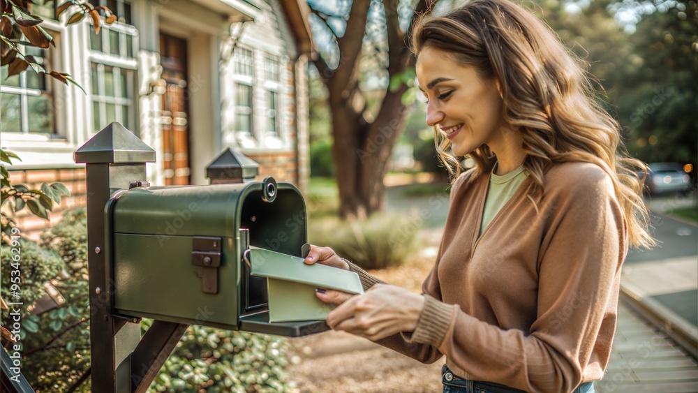 Canvas Prints woman opening mailbox