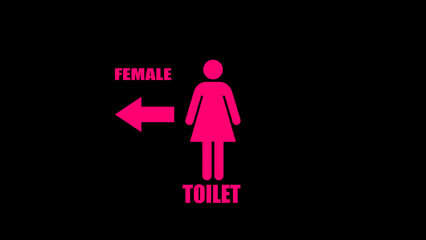 Neon, glowing female toilet icon. female toilet or bathroom sign.