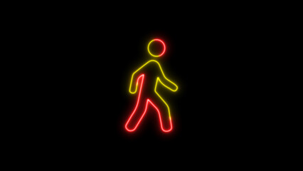 man icon. neon and glowing people sign icon. User icon in flat style. man walk icon.