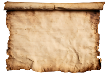 Worn old parchment isolated on transparent background