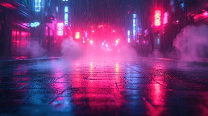 Neon Cityscape in the Rain