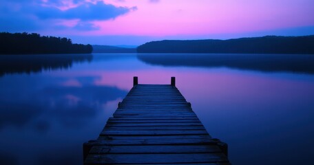 Obraz premium old wooden dock on the edge of Lake