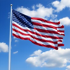 Obraz premium The USA Flag Soaring Proudly in the Sky