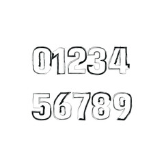 Sports Jersey Numbers brush effect on white artboard vector for t shirt design
