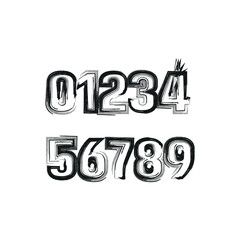 Sports Jersey Numbers brush effect on white artboard vector for t shirt design