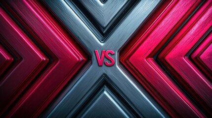 Obraz premium Abstract Geometric Red and Silver Background with VS Symbol