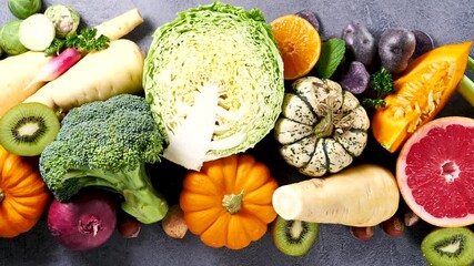 assorted of autumn fruits and vegetables