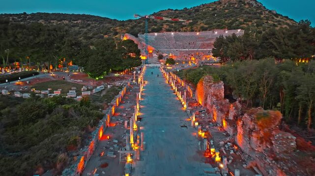 Aerial view of Ephesus ancient city ( Efes Antik kenti)