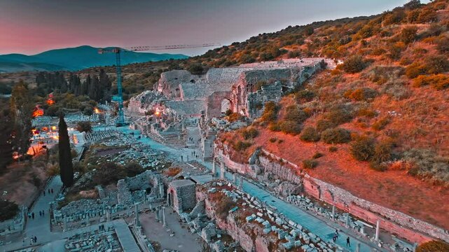 Aerial view of Ephesus ancient city ( Efes Antik kenti)