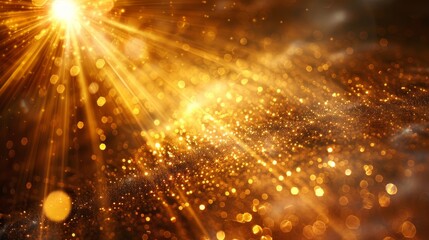Obraz premium Golden light rays emanating from a central point, creating a dramatic and energetic background