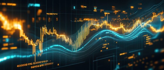 Digital Financial Data Visualization. Investment finance chart,stock market business and exchange financial growth graph.