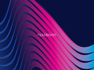 Abstract futuristic dark background with waving gradient design. Realistic 3d wallpaper with luxurious flowing lines. Elegant background for posters, websites, brochures, cards, banners, apps, etc.