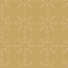 Abstract geometric pattern with crosses, stripes, lines. Seamless vector background. White and gold ornament. Modern reticulated graphic design.