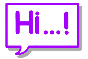 Hi speech bubble, bubble speech, bubble text, Hi message, social media speech bubble, hi massage, bubble sign, call us sign, call us icon, speech bubble, bubble icon, purple bubble speech with hi text