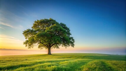 Solitary tree standing tall in a majestic Worm's Eye View perspective