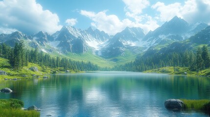 Fototapeta premium Tranquil Mountain Lake