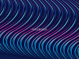 Abstract futuristic dark background with waving gradient design. Realistic 3d wallpaper with luxurious flowing lines. Elegant background for posters, websites, brochures, cards, banners, apps, etc.