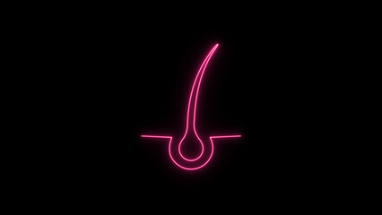neon, glowing hair icon. nice Skincare root hair. hair care logo icon with initial.