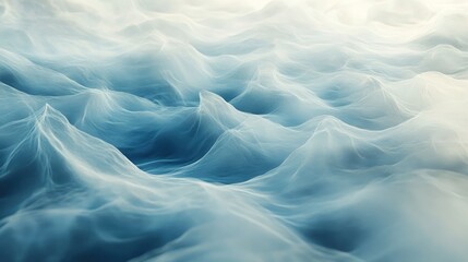 Obraz premium Beautiful abstract fog waves rising rhythmically, arranged on a futuristic fractal background, representing new beginnings, 3D rendering