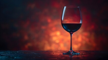Dramatic Red Wine Glass with Moody Dark Background Highlighting Rich Color and Concept