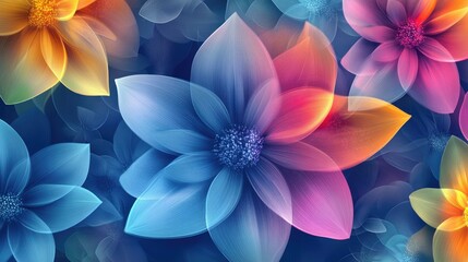 Colorful flowers in a vector abstract background, arranged in a vibrant and artistic pattern, creating a stunning visual effect