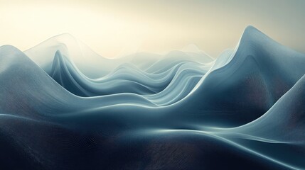 Wavy fog symbolizing new life, rising and arranged rhythmically on a futuristic fractal background, 3D rendering, creating a beautiful abstract scene
