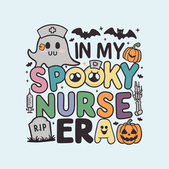 Spooky nurse halloween t-shirt design template