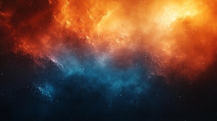 Fiery Orange and Blue Nebula Generative AI