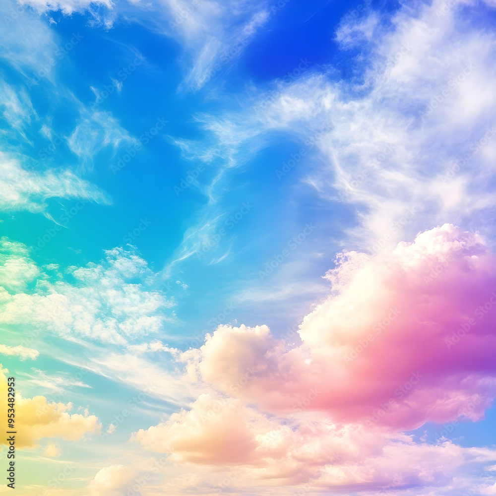 Wall mural Sky background displaying a beautiful spectrum of vibrant rainbow colors image 