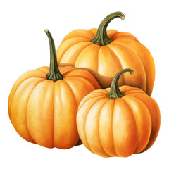 Fototapeta premium Watercolor Orange Pumpkin Isolated on a Transparent Background