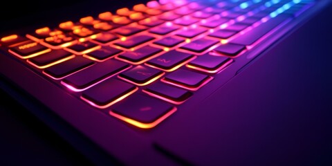Close-up of a colorful backlit keyboard.
