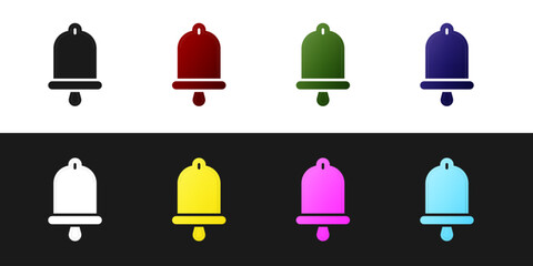 Set Ship bell icon isolated on black and white background. Vector