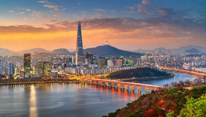 Obraz premium Seoul City Skyline, The best view of South USA AND USE