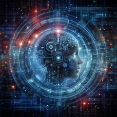 Obraz premium Digital backdround ideal for technological operations, neural networks, AI, data transmission and encryption, digital archives, audio and visual representations, scientific research 