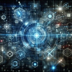 Obraz premium Digital backdround ideal for technological operations, neural networks, AI, data transmission and encryption, digital archives, audio and visual representations, scientific research 