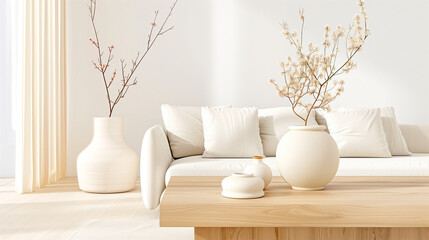 Vases with branches in modern interior design for home decor and natural style inspiration