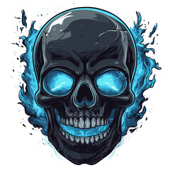 Skull Head illustration design using hat, viking, and smoke for resource design