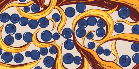 Fototapeta premium Abstract Flow of Withered Blueberries and Blackened Banana Peels