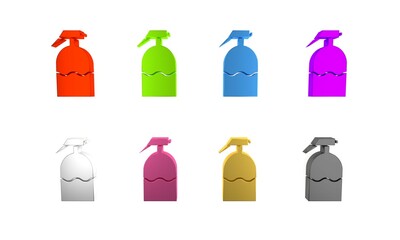 Colorful Garden sprayer for water, fertilizer, chemicals icon isolated on white background. Minimalism concept. 3D render illustration